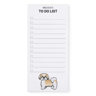 Gold And White Shih Tzu Cartoon Dog To Do List Magnetic Notepad