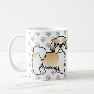 Gold And White Shih Tzu Cute Cartoon Dog Coffee Mug