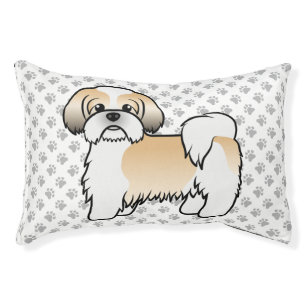Gold And White Shih Tzu Cute Cartoon Dog Pet Bed