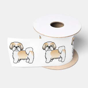 Gold And White Shih Tzu Cute Cartoon Dog Satin Ribbon