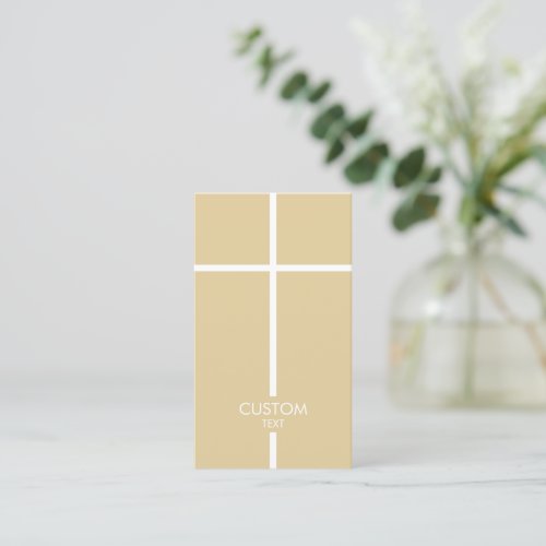 Gold and White Simple Cross Business Card