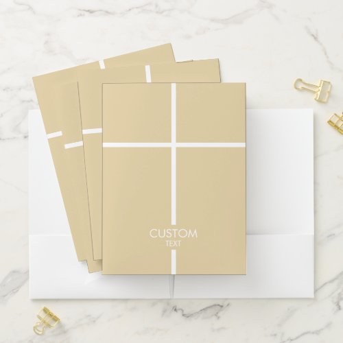 Gold and White Simple Cross Pocket Folder