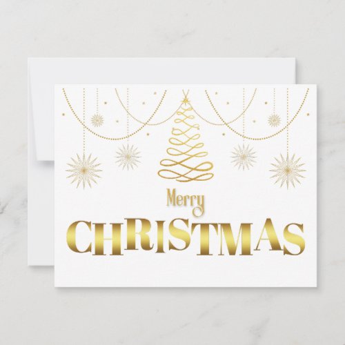 Gold and white simple sparkle Christmas  Holiday Card