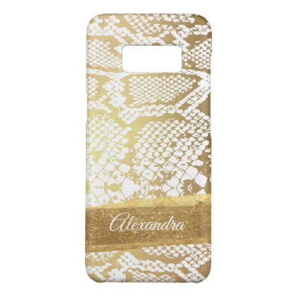 Gold and White Snake Pattern with Gold Glitter Case-Mate Samsung Galaxy S8 Case