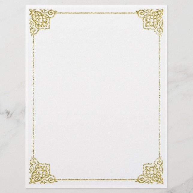 Gold and white stationery Writing paper 8,5x11 (Front)