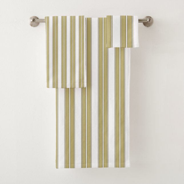 Gold and White Striped Bath Towel Set (Insitu)