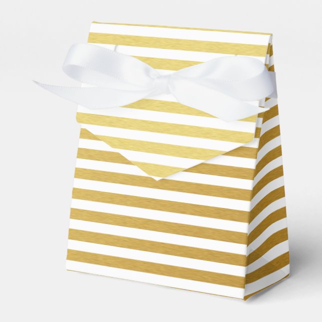 Gold and White Striped Favor Box (Front Side)