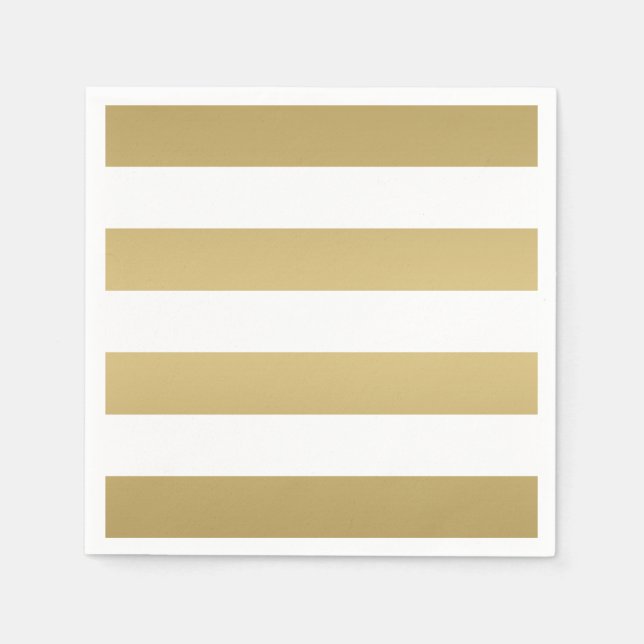 Gold and White Striped Party Napkins (Front)
