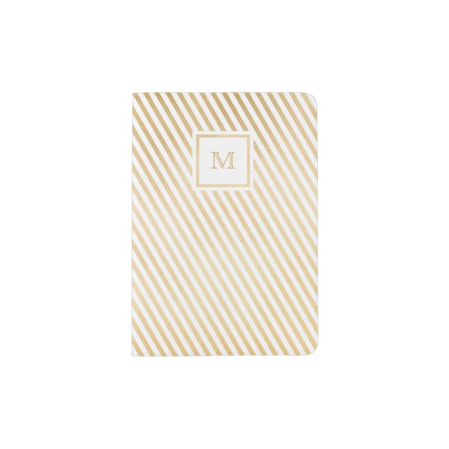 Gold and white striped Passport Holder (Front)
