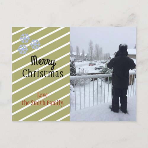 Gold and White Stripes Holiday Photo Card