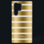 Gold and  White Stripes Pattern Samsung Galaxy S22 Ultra Case<br><div class="desc">Gold and white stripes in a pattern. Simple minimalistic design.</div>