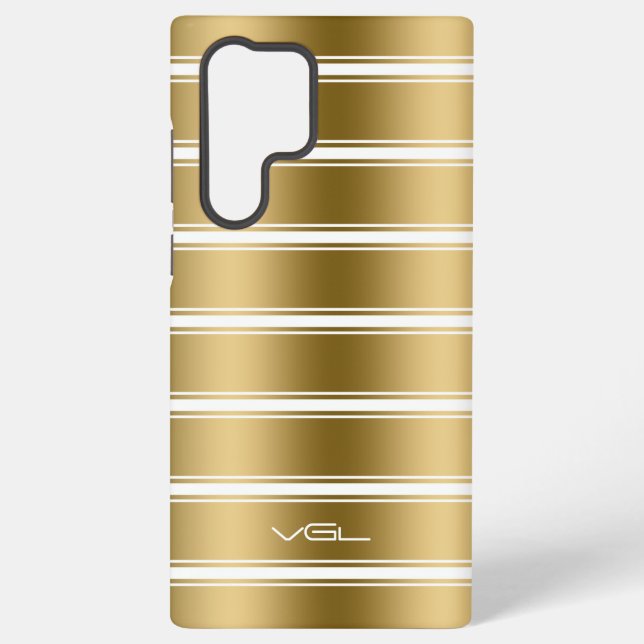 Gold and  White Stripes Pattern Samsung Galaxy Case (Back)