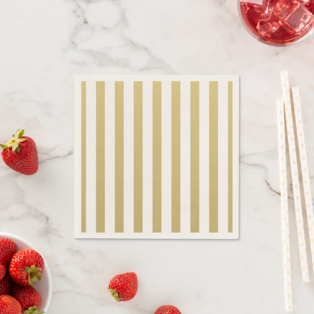 Gold and White Stripes - Standard Cocktail Napkins (Insitu)
