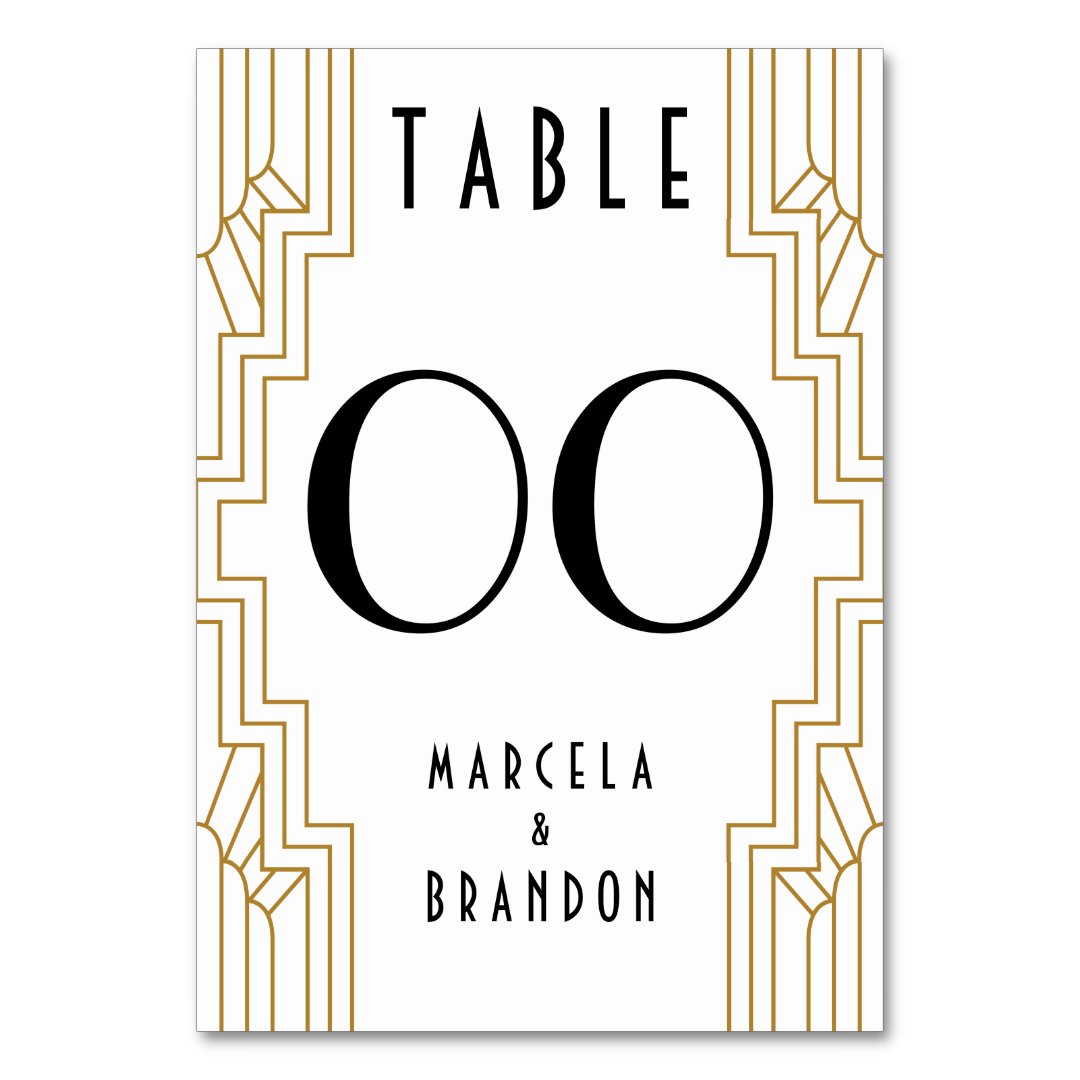 Gold and White Table Number Card Zazzle