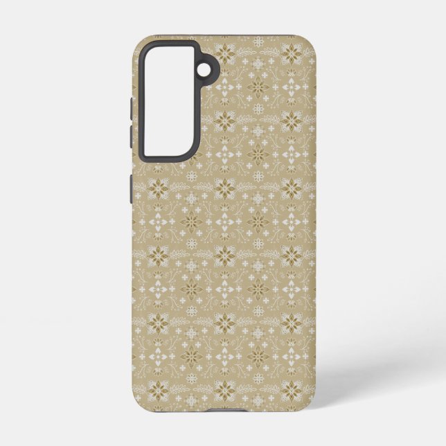 Gold and White Taika Pattern  Samsung Galaxy Case (Back)