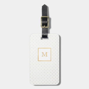 Gold and White Tiny Polka Dot Luggage Tag