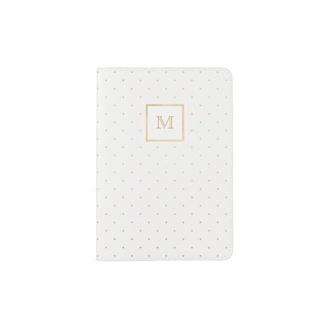 Gold and White Tiny Polka Dot Passport Holder (Front)