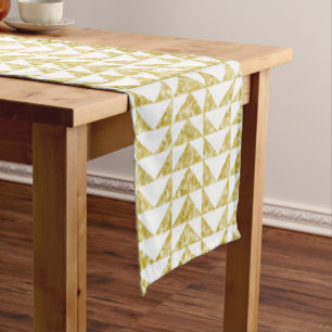 Gold and White Triangles Pattern Short Table Runner