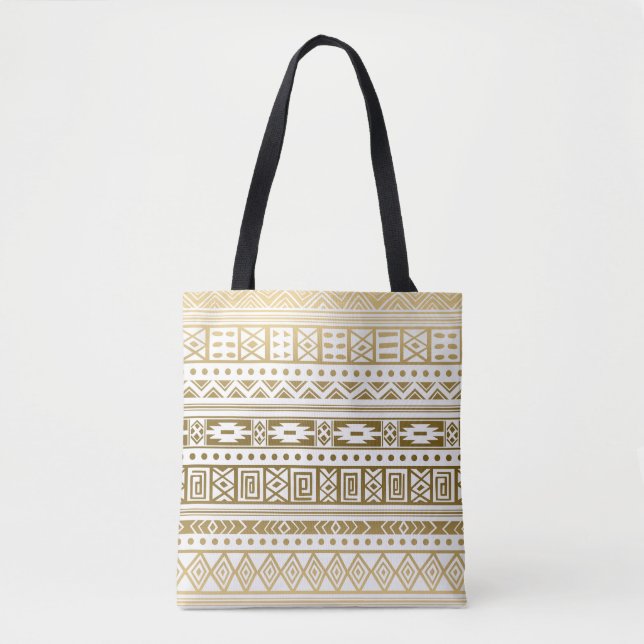 Gold And White Tribal Tote Bag (Front)