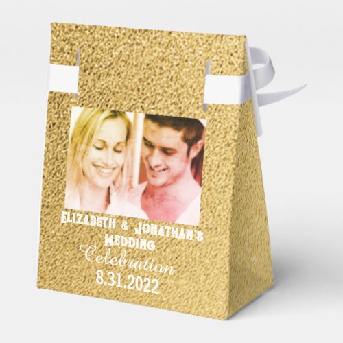 Gold and White Typography Couple Photo Favor Box