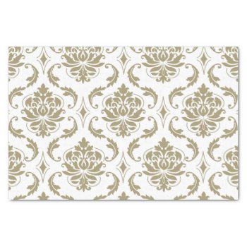 Gold And White Vintage Damask Pattern Tissue Paper by DamaskGallery at Zazzle