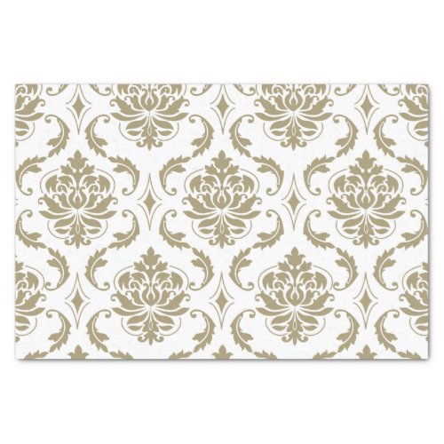 Gold and White Vintage Damask Pattern Tissue Paper