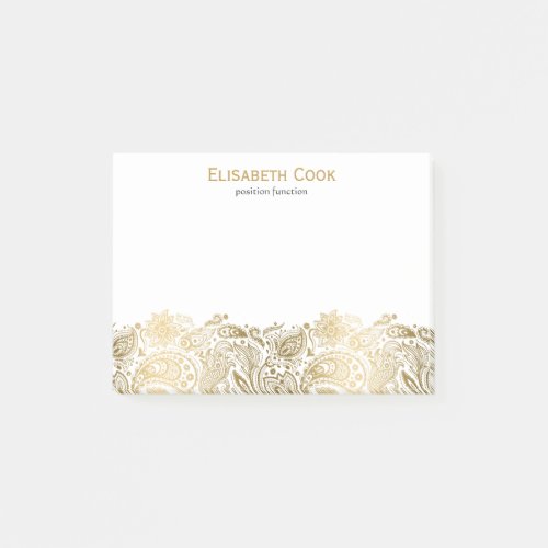 Gold And White Vintage Paisley Lace Post_it Notes