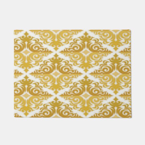 Gold and white wallpaper damask doormat