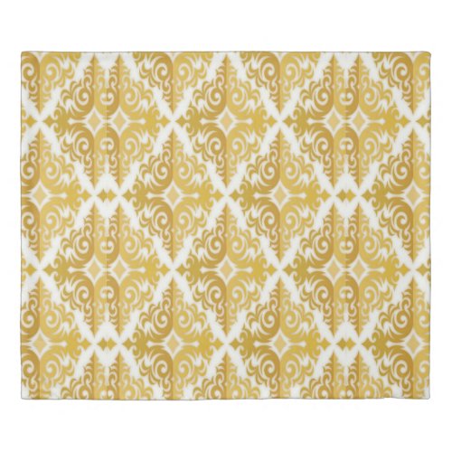 Gold and white wallpaper damask duvet cover