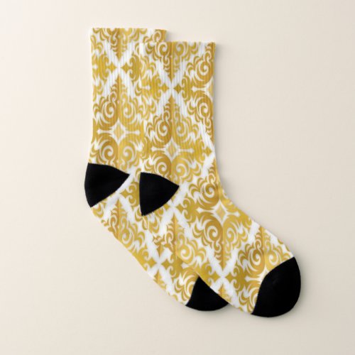 Gold and white wallpaper damask socks