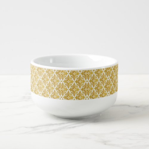 Gold and white wallpaper damask soup mug