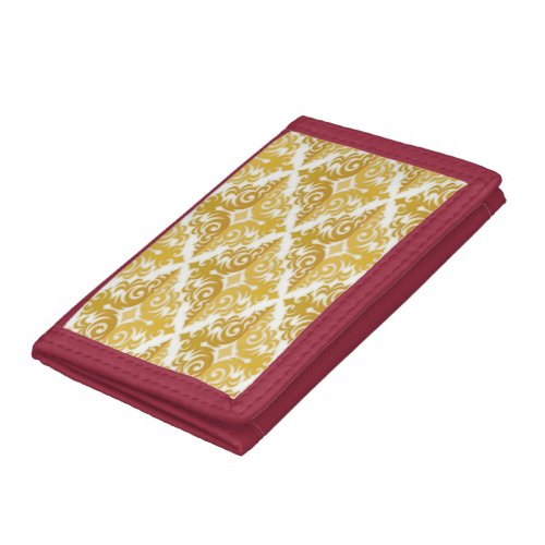 Gold and white wallpaper damask tri_fold wallet