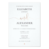 Gold and white wedding invitation. Simple invite