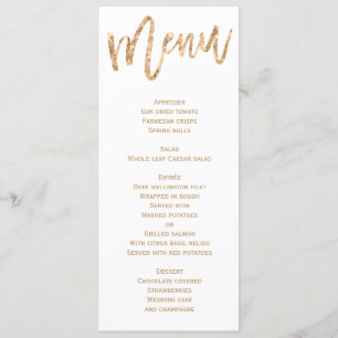 Gold And White Wedding Menu Personalized