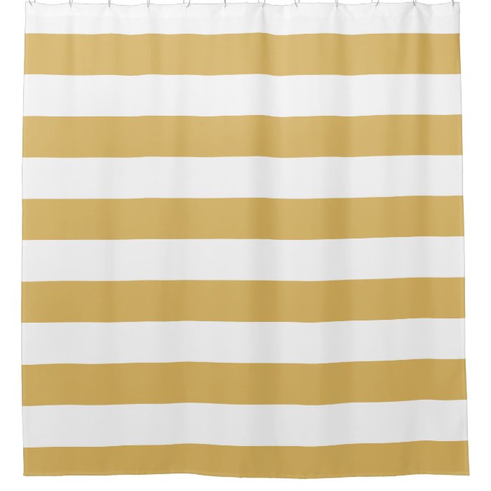 Gold and White Wide Stripes Shower Curtain