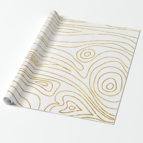 Gold and White Wooden Plank Pattern Chic Modern Wrapping Paper