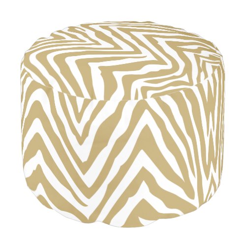 Gold and White Zebra Print Pouf