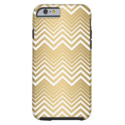 Gold And White Zigzag Chevron Tough iPhone 6 Case
