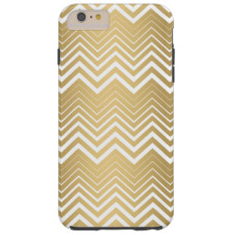 Gold And White Zigzag Chevron Tough iPhone 6 Plus Case