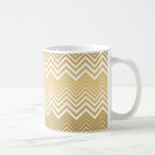 Gold And White Zigzag Chevron Coffee Mug (Right)