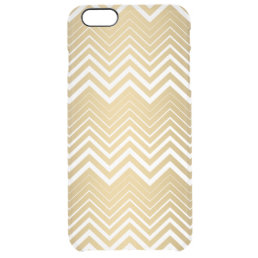 Gold And White Zigzag Chevron Clear iPhone 6 Plus Case