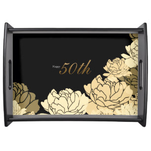 Gold and yellow 50th anniversary serving tray