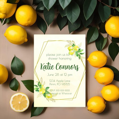 Gold and Yellow Lemon Inspired Shower Invitation