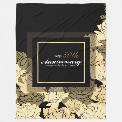 Gold and yellow rose print fleece blanket