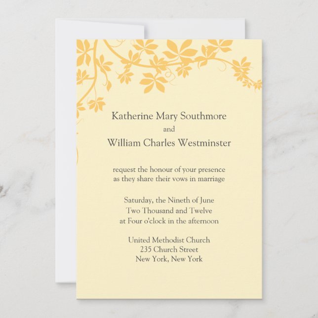Gold And Yellow Wedding Invitations (Front)