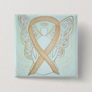 Gold Angel Awareness Ribbon Art Pin