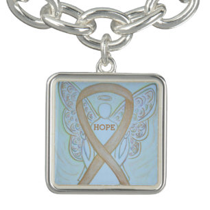 Gold Angel Awareness Ribbon Jewerly Charm Bracelet