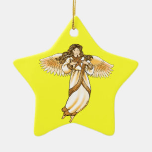 Gold Angel  Ceramic Ornament