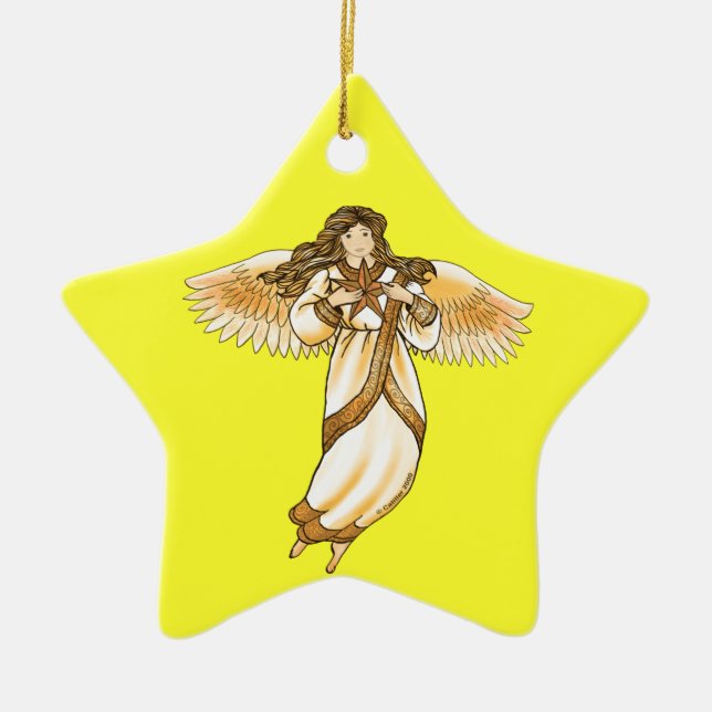 Gold Angel  Ceramic Ornament (Front)