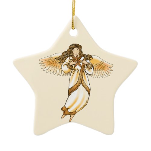 Gold Angel  Ceramic Ornament